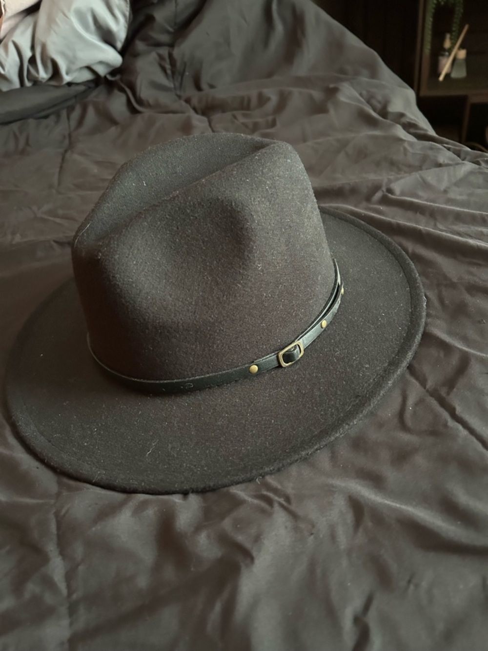 Classic Black Wool Fedora with Leather Band